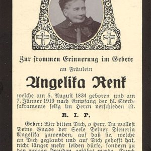 Sterbebild Angelika Renk