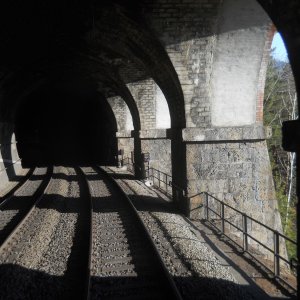 Über den Semmering - Blick aus dem letzten Waggon