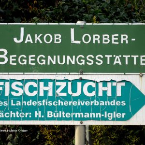 Hinweisschild Jakob Lorber Begegnungsstaette Andritz Ursprung