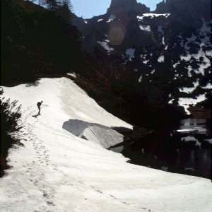 Beim Bergwandern in den Alpen