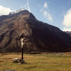 Beim Bergwandern in den Alpen