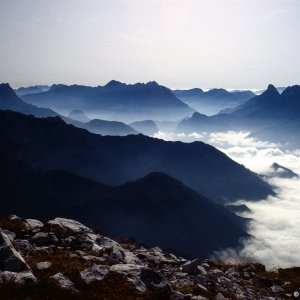 Beim Bergwandern in den Alpen