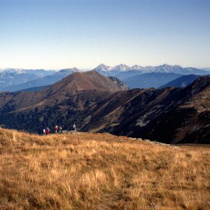 Beim Bergwandern in den Alpen