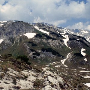 Beim Bergwandern in den Alpen