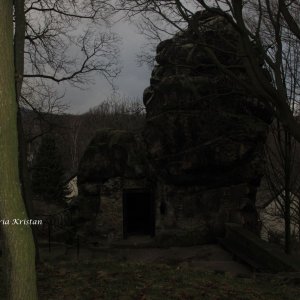 Bei Einbruch der Dunkelheit beim Klusfelsen in Goslar