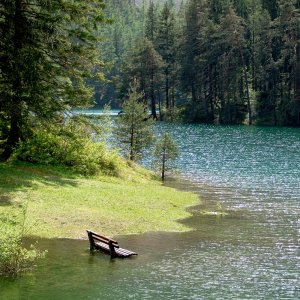 Grüner See - 3 - Bankerl unter Wasser