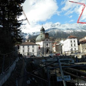 Baustelle bei Pfarrkirche Mariahilf in Innsbruck