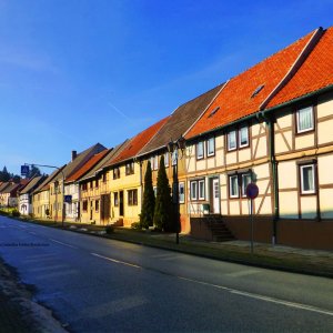 Die schöne Marktstraße in Güntersberge im Harz.