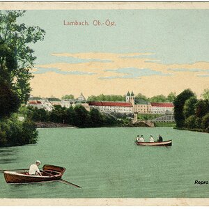 Lambach um 1910, Ruderboote auf der Traun