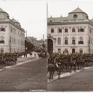 Reiter Parade, Stereofoto handkoloriert