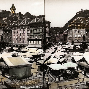 Graz Hauptplatz Markt und Uhrturm, Stereofoto