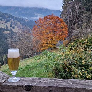 Bier mit Aussicht auf der Reiterhube bei Obdach