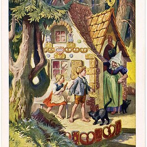 Künstlerkarte Brüder Grimm, Hänsel und Gretel - Otto Kubel