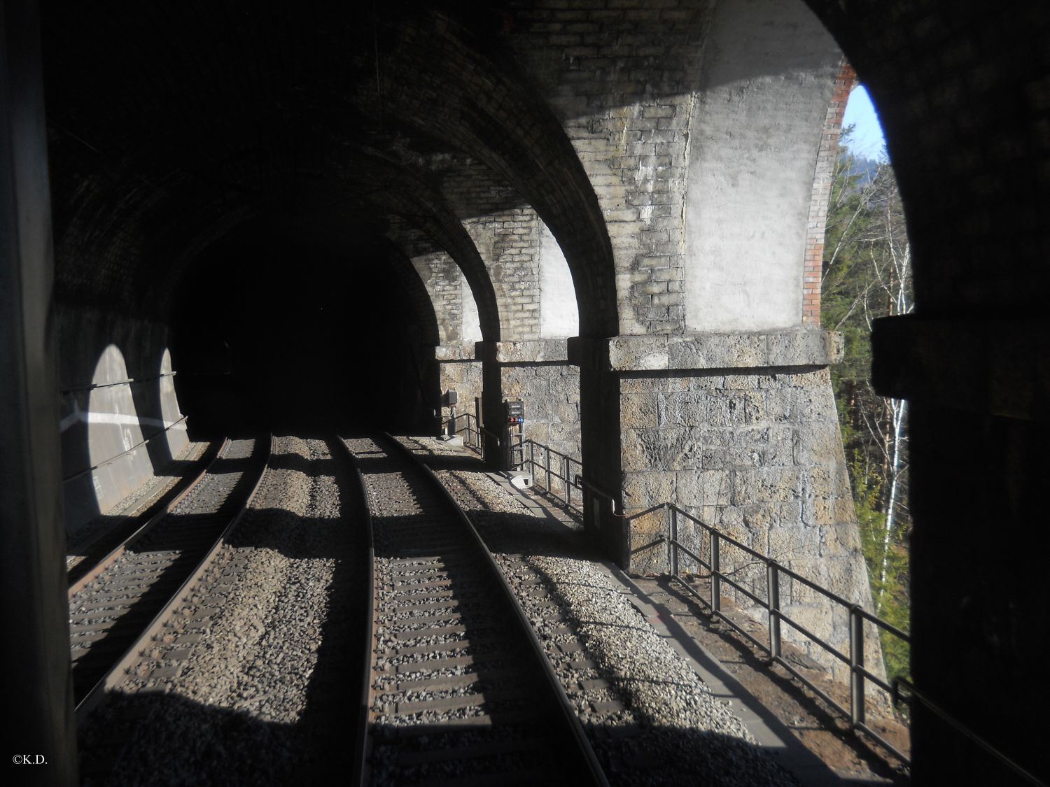 Über den Semmering - Blick aus dem letzten Waggon