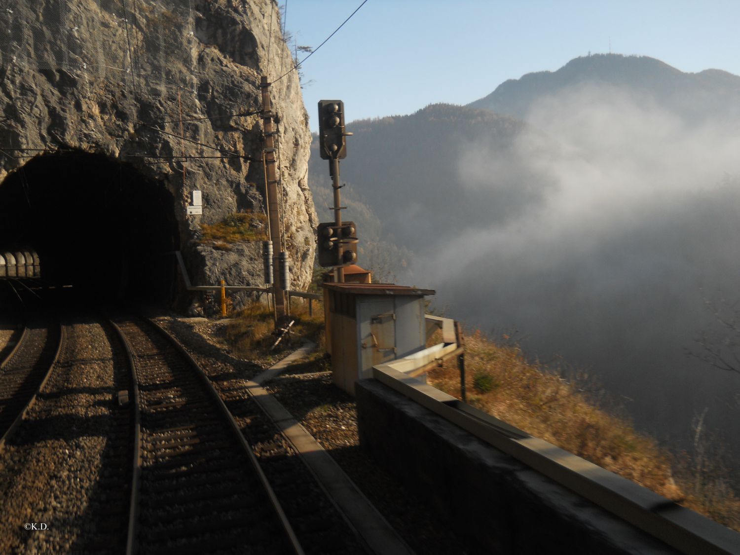 Über den Semmering - Blick aus dem letzten Waggon