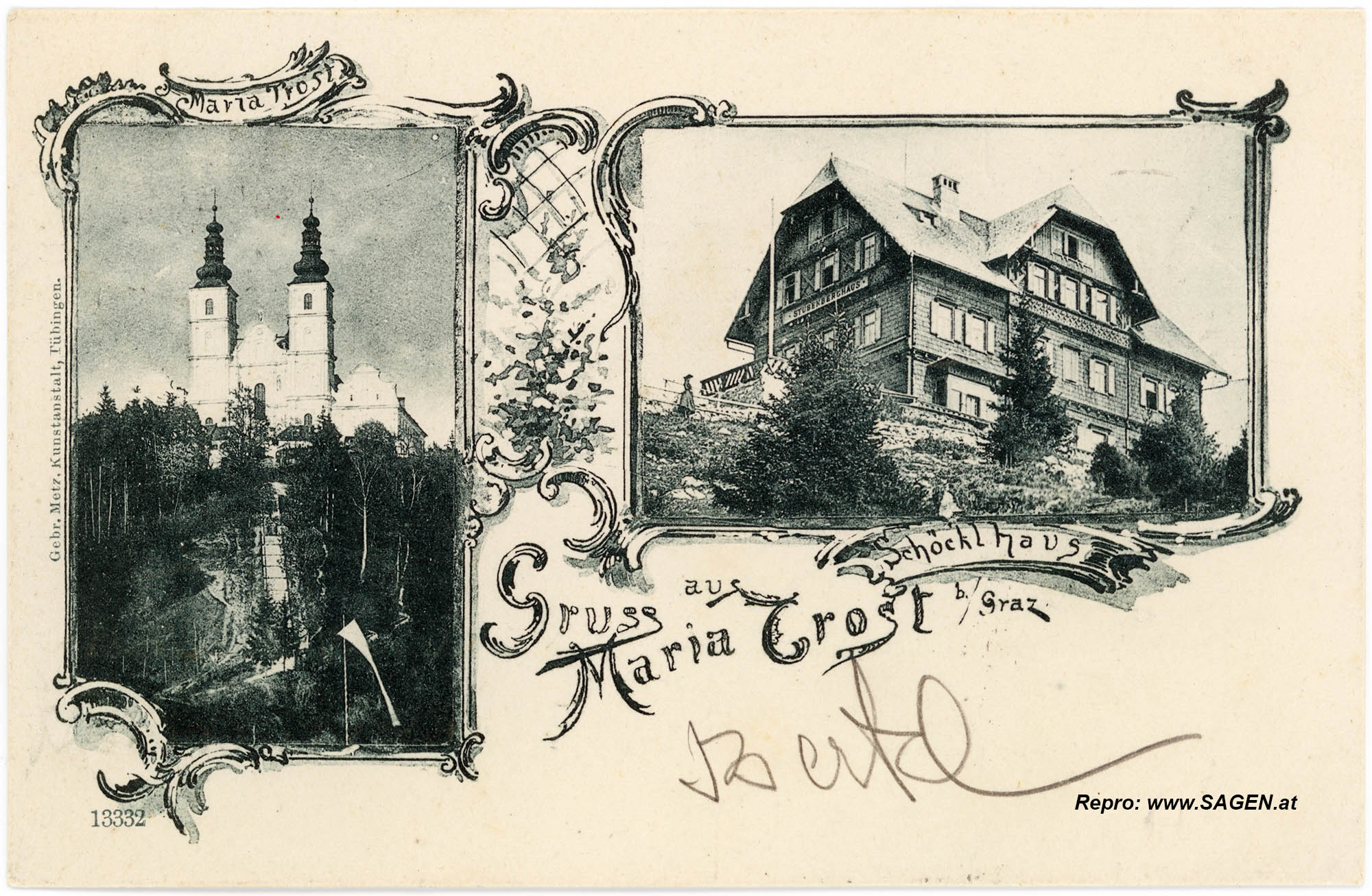 Ansichtskarte Mariatrost bei Graz im Jahr 1899