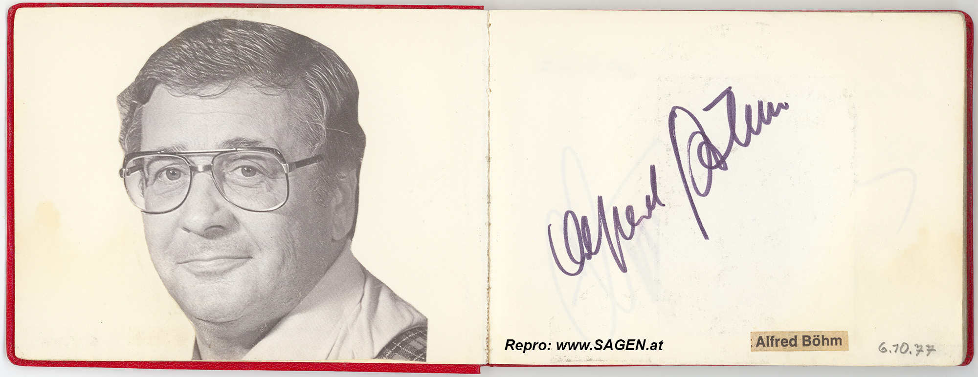 Autogramm Alfred Böhm 1977