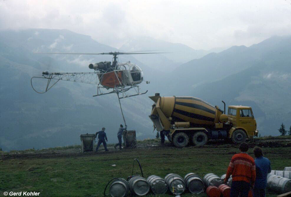 Bau von Liftstützen, Jochberg, Kitzbühel