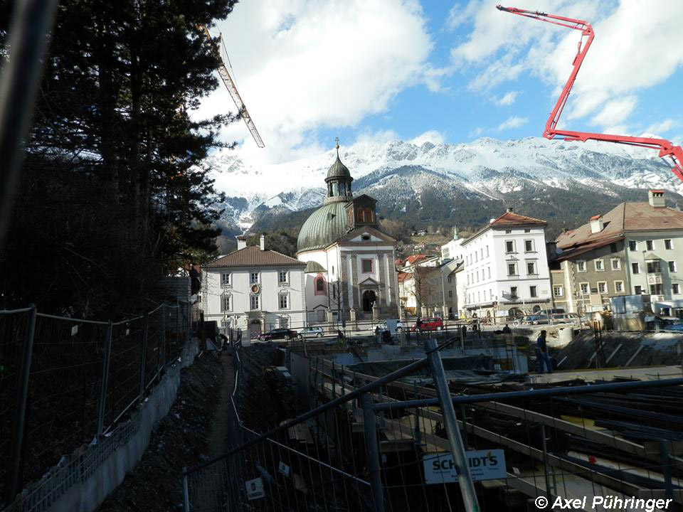 Baustelle bei Pfarrkirche Mariahilf in Innsbruck