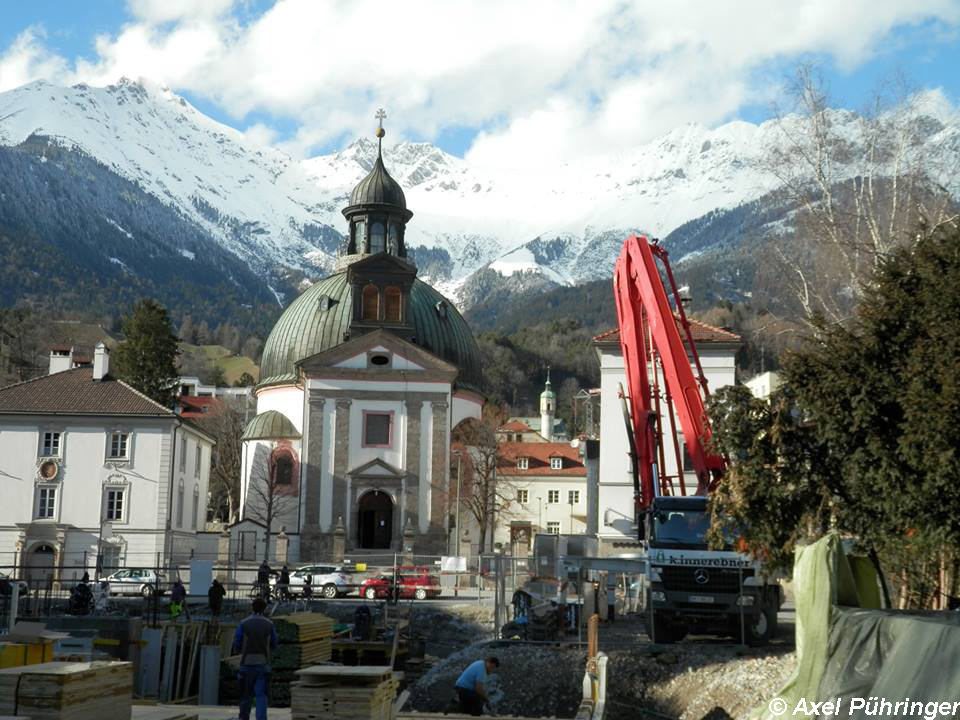 Baustelle bei Pfarrkirche Mariahilf in Innsbruck