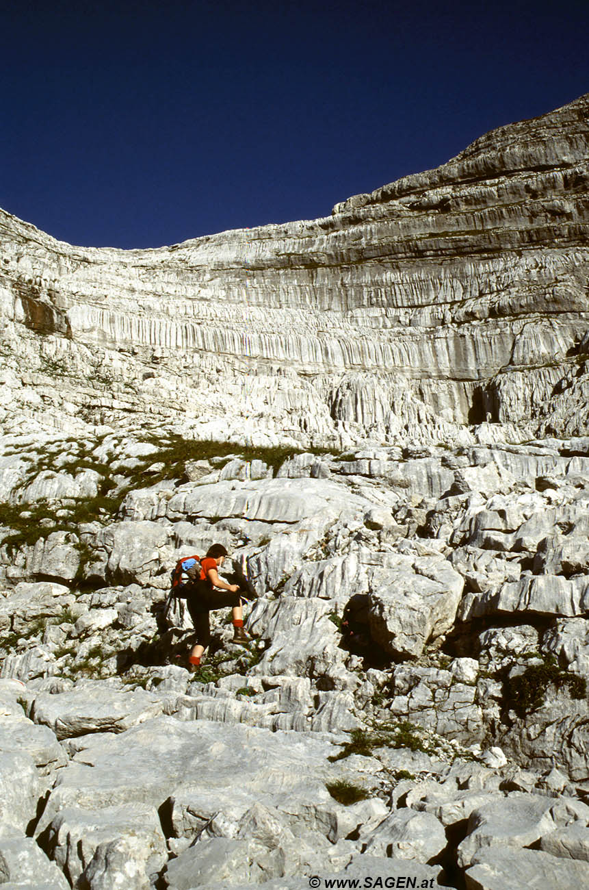 Beim Bergwandern in den Alpen