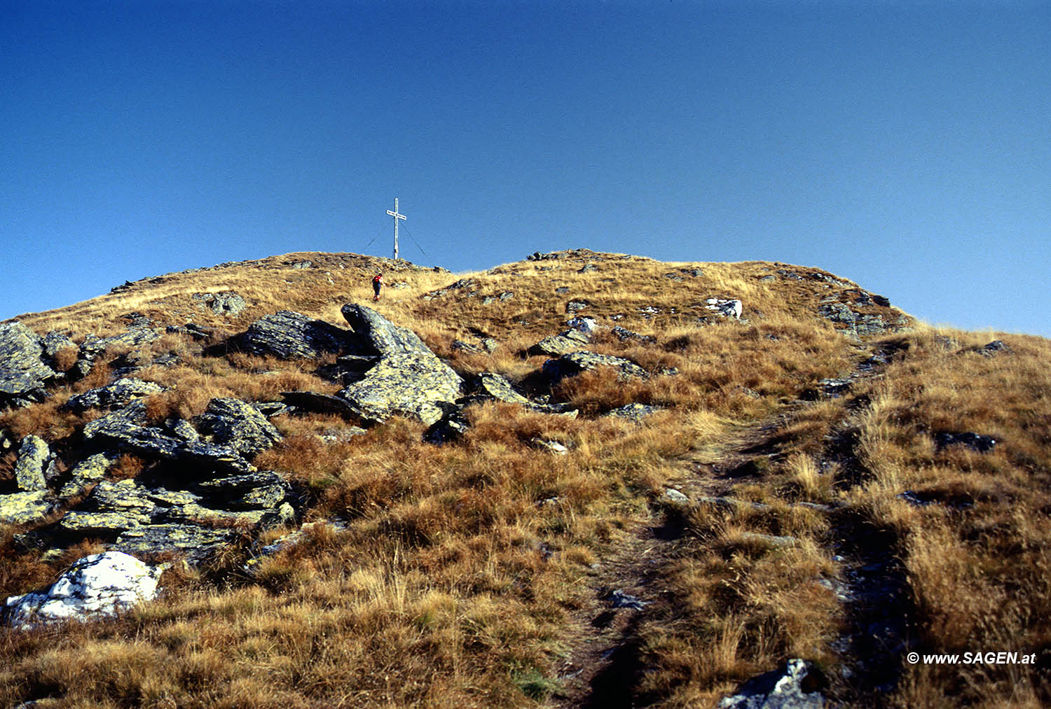 Beim Bergwandern in den Alpen