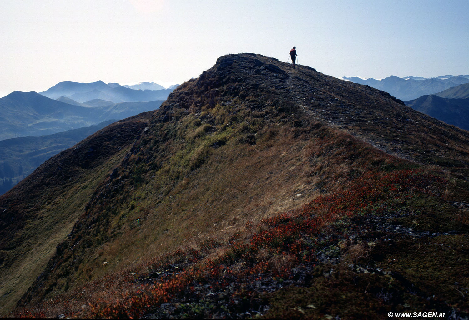 Beim Bergwandern in den Alpen