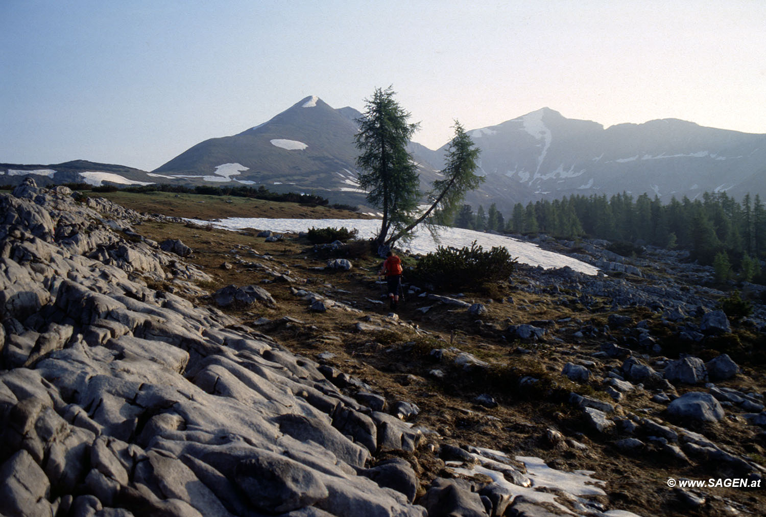 Beim Bergwandern in den Alpen