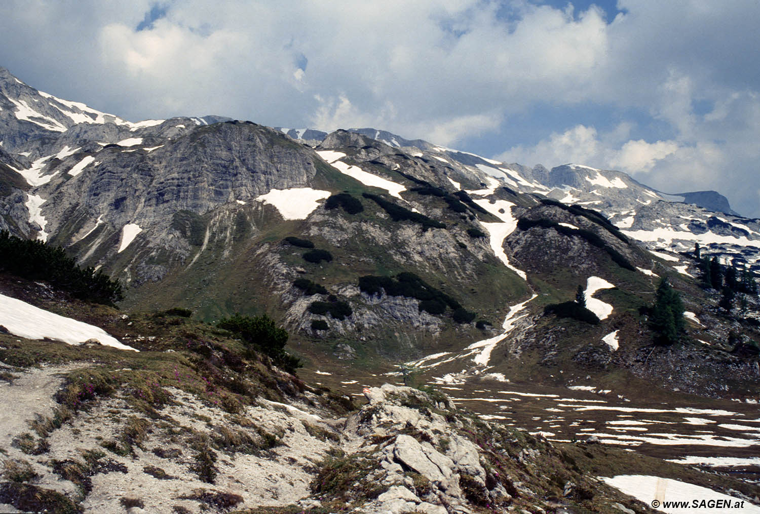 Beim Bergwandern in den Alpen