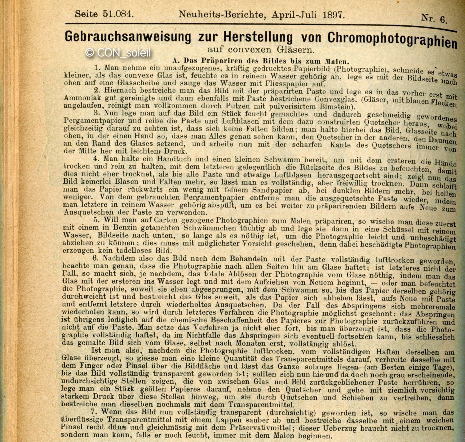 beschreibung der präparation einer chromophotographie