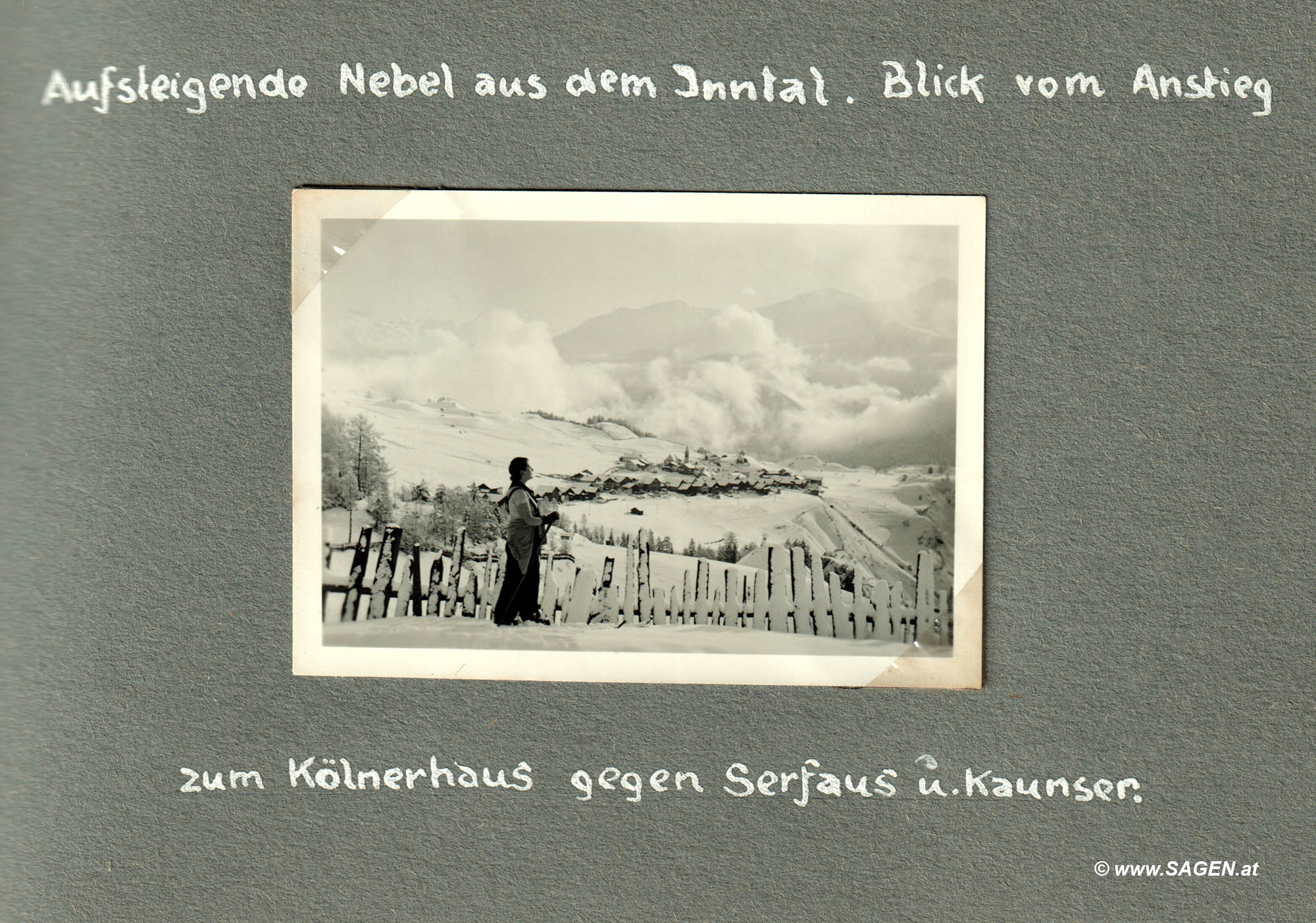 Blick vom Anstieg zum Kölner Haus (Schi-Urlaub 1936 in Serfaus, Tirol)