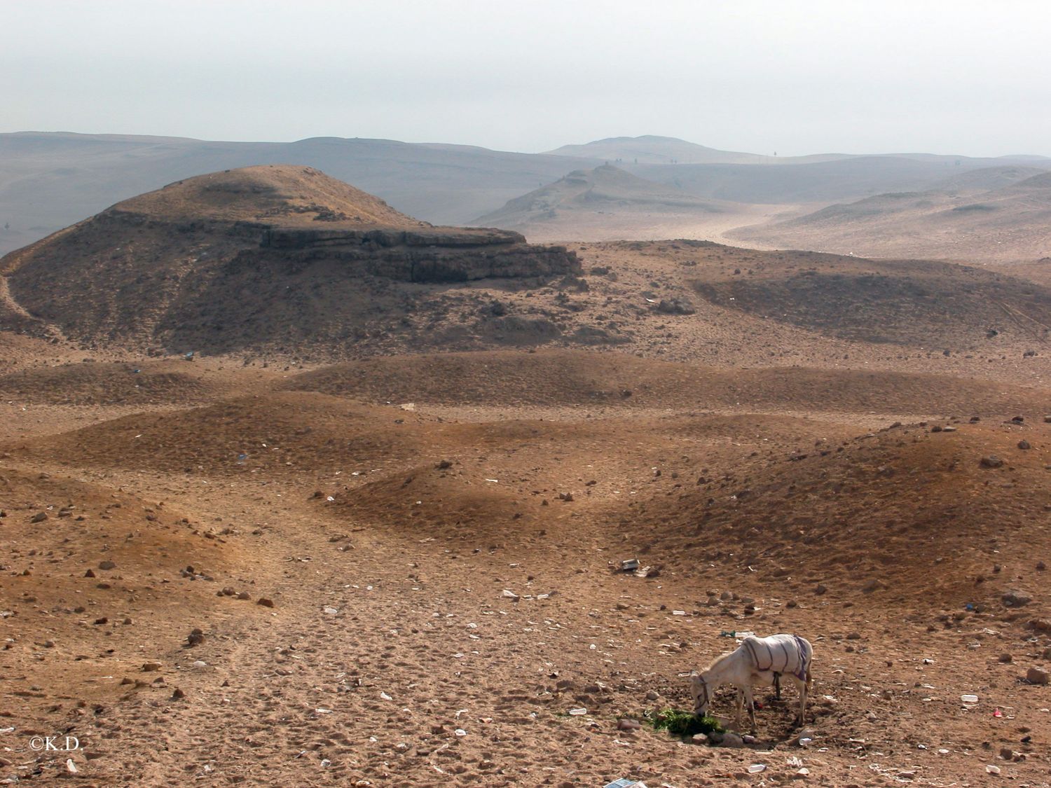 Blick von den Pyramiden in die Wüste