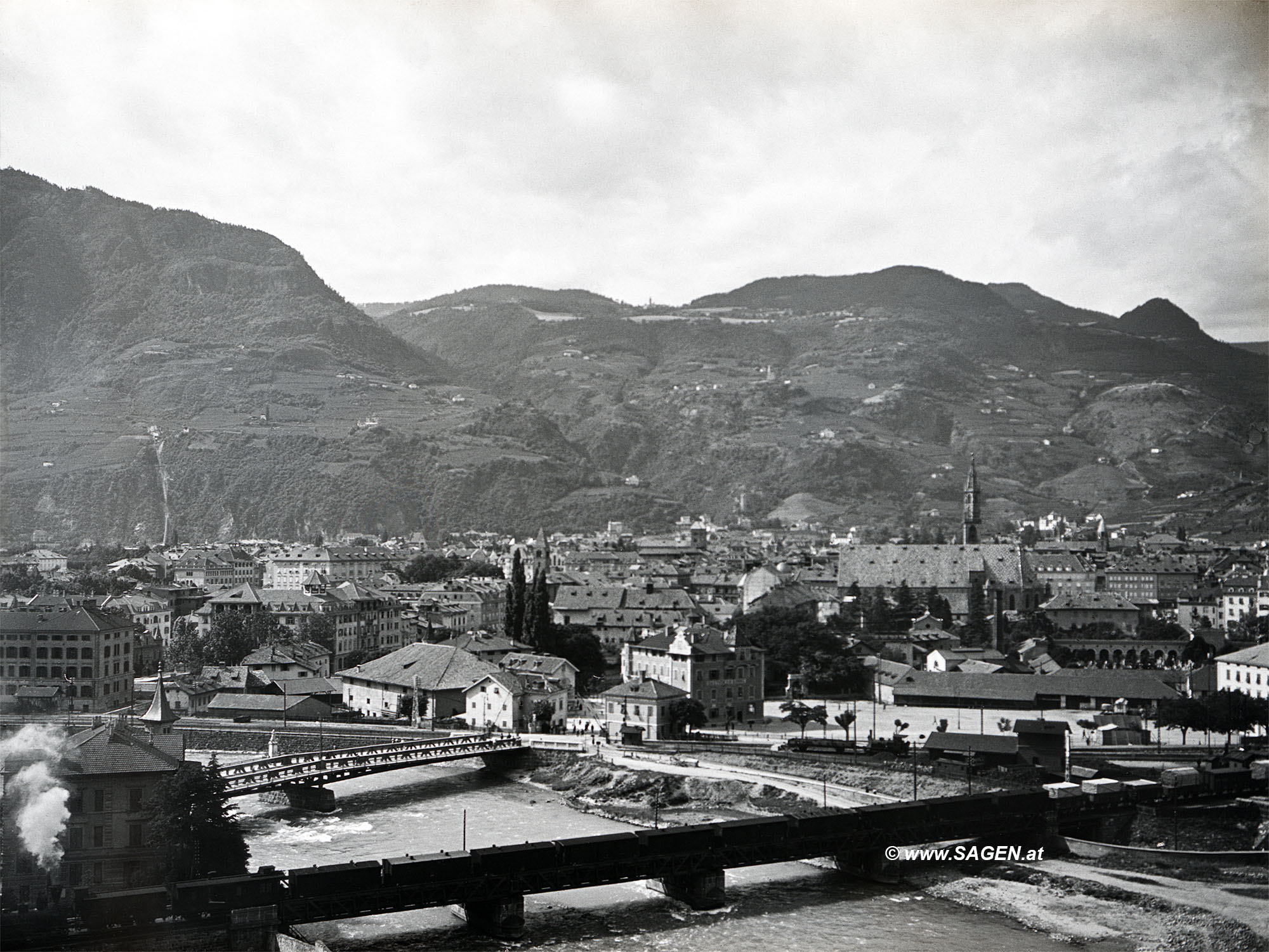 Blick von der Virgl auf Bozen kurz nach dem Jahr 1912