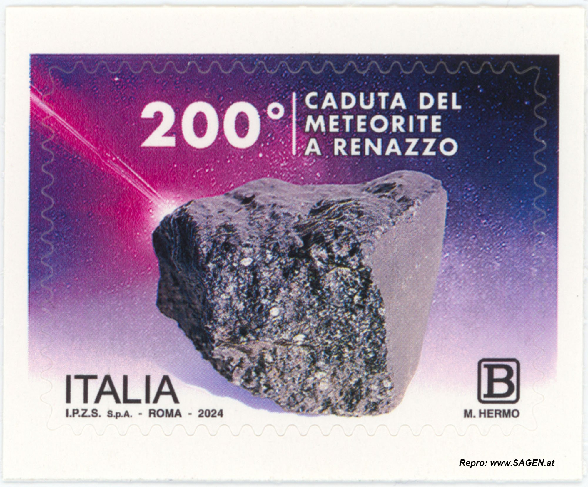 Briefmarke Meteorit von Renazzo