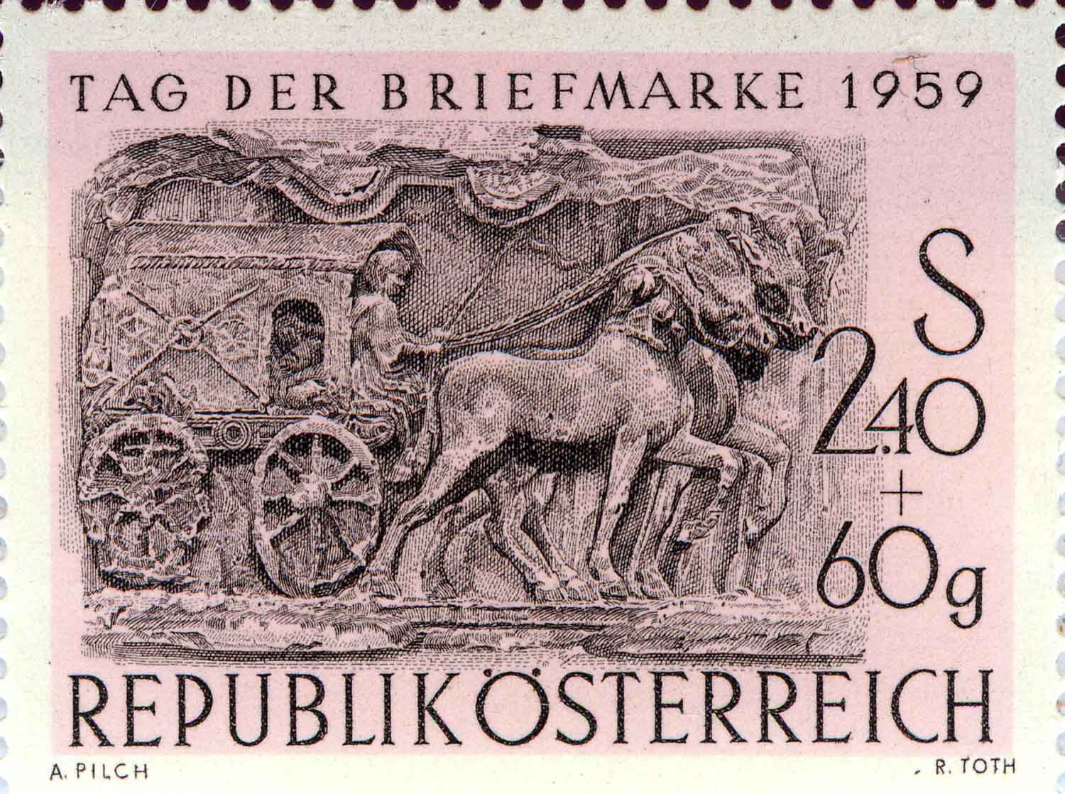 Briefmarke, römischer Reisewagen