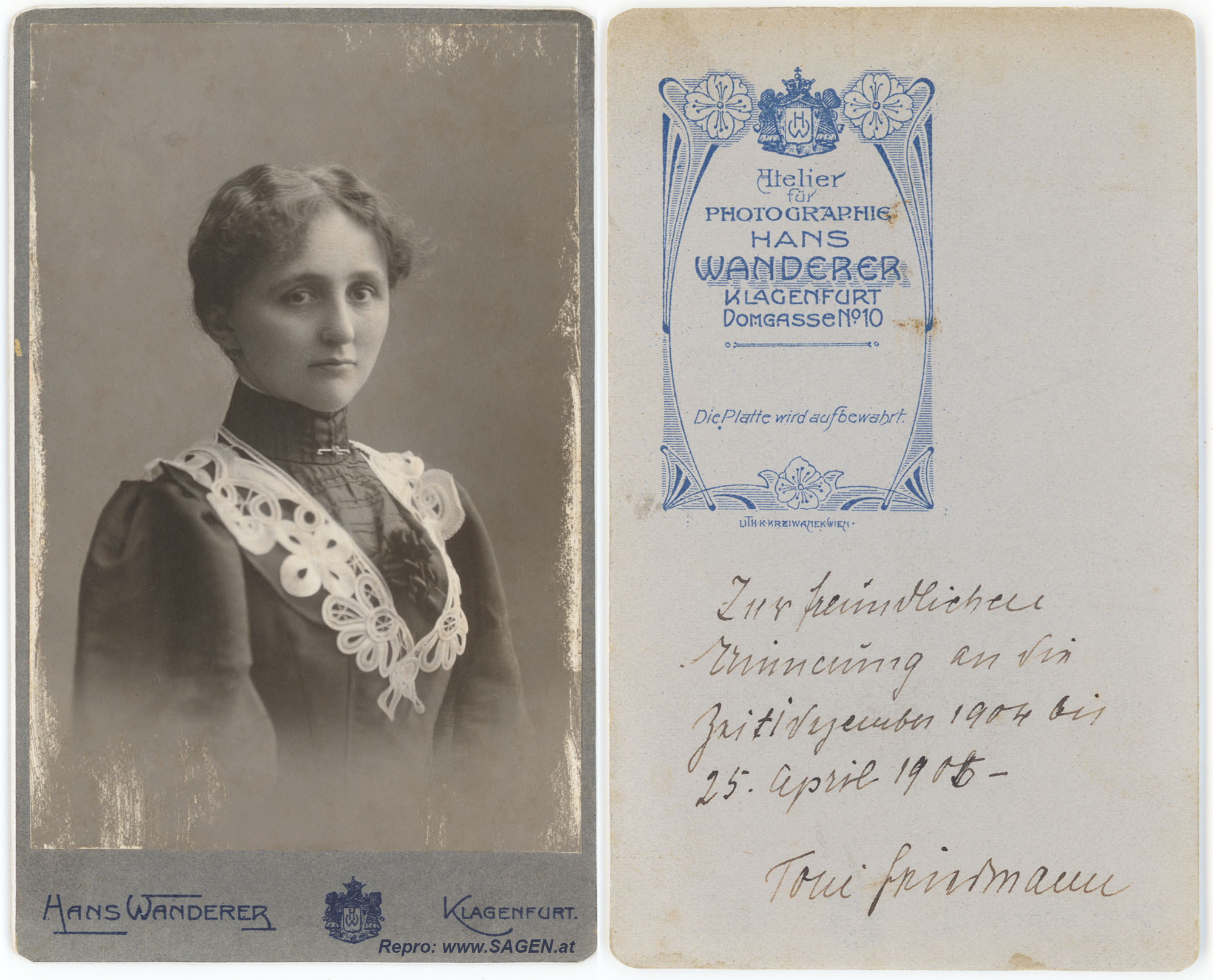 CdV Damenporträt Atelier Hans Wanderer, Klagenfurt