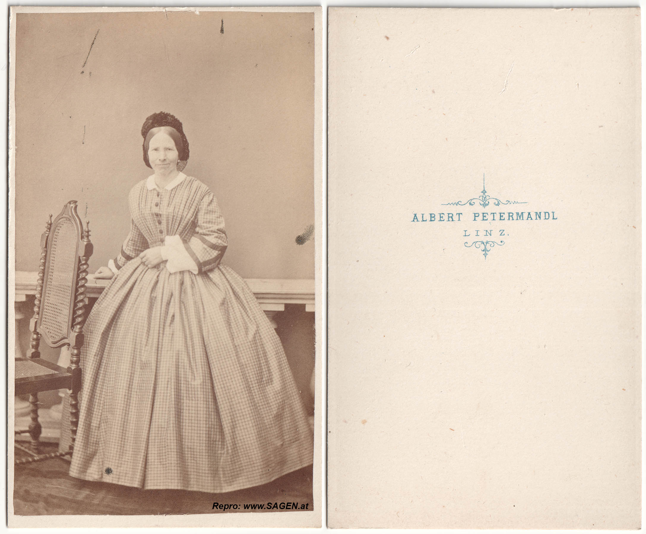 CdV einer Dame bei Albert Petermandl in Linz 1860er Jahre