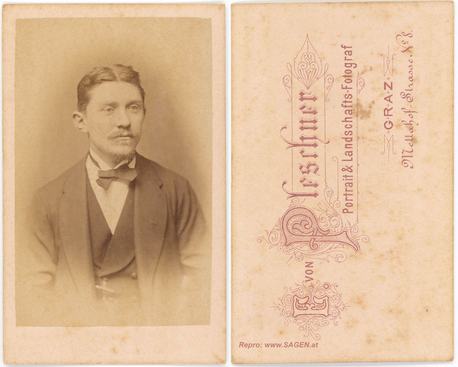 CdV Herrenporträt, Atelier Eduard von Pleschner, Graz