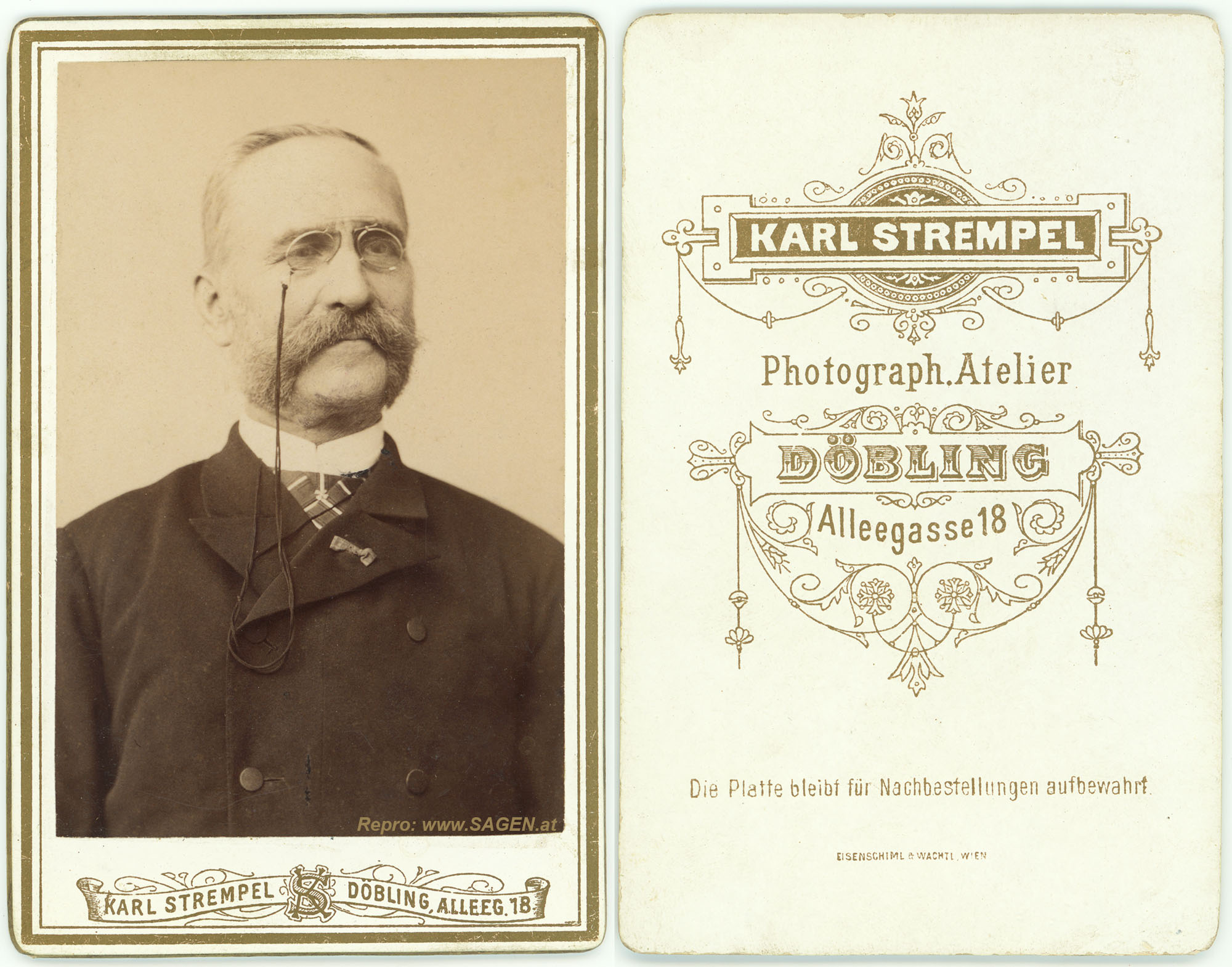 CdV Herrenporträt Atelier Karl Strempel Döbling