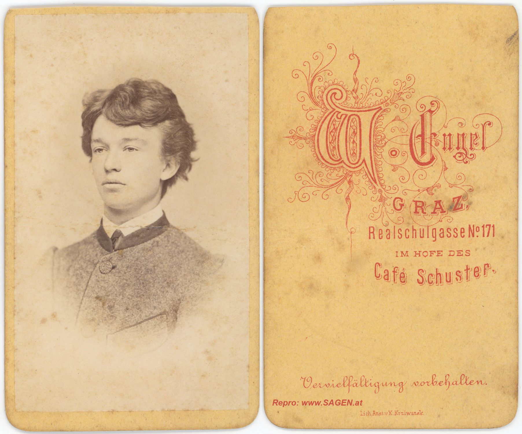 CdV Porträt, Atelier Wilhelm Engel Graz