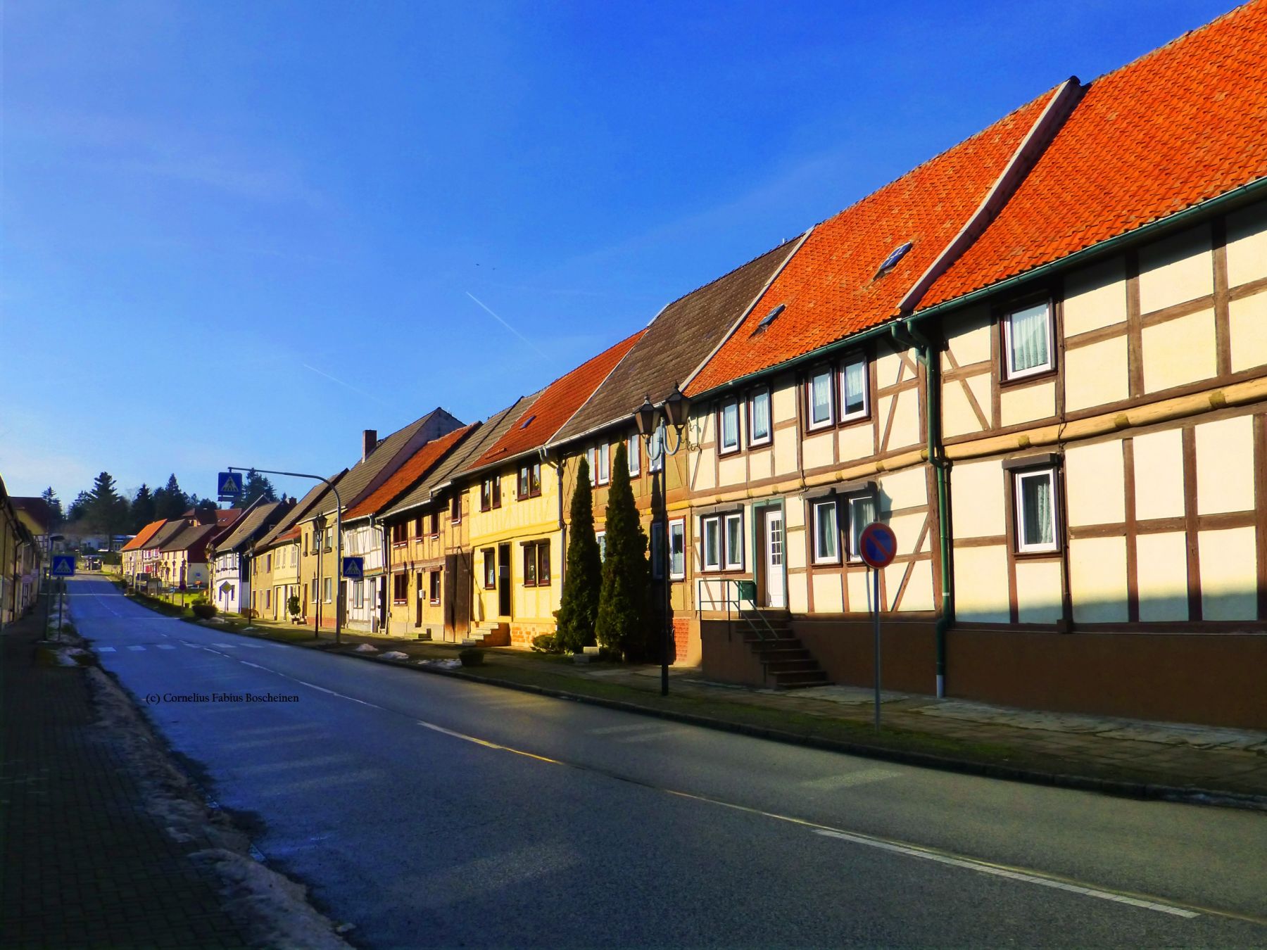 Die schöne Marktstraße in Güntersberge im Harz.