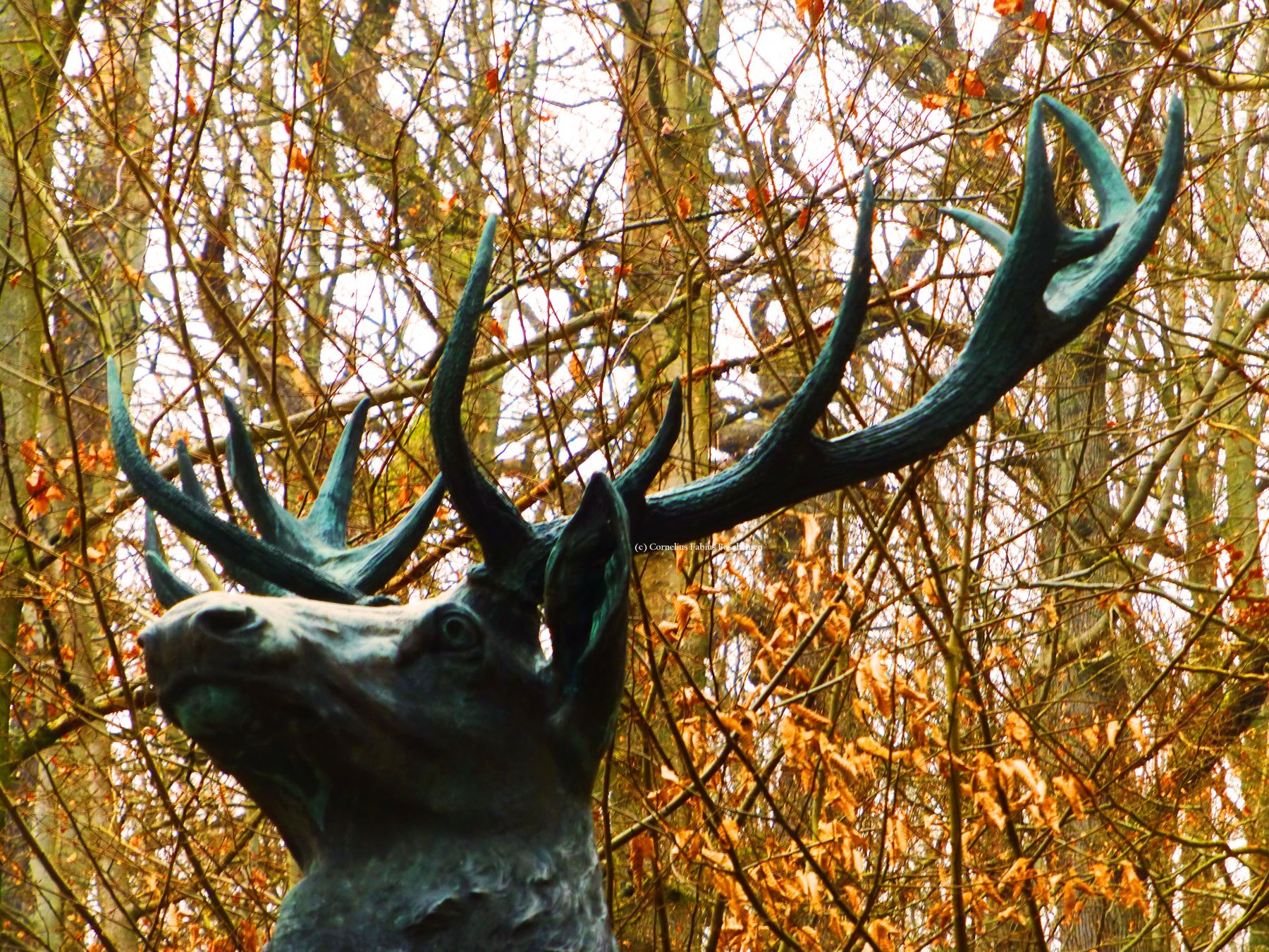 Ehrwürdiges Hirschdenkmal bei Stolberg im Südharz.