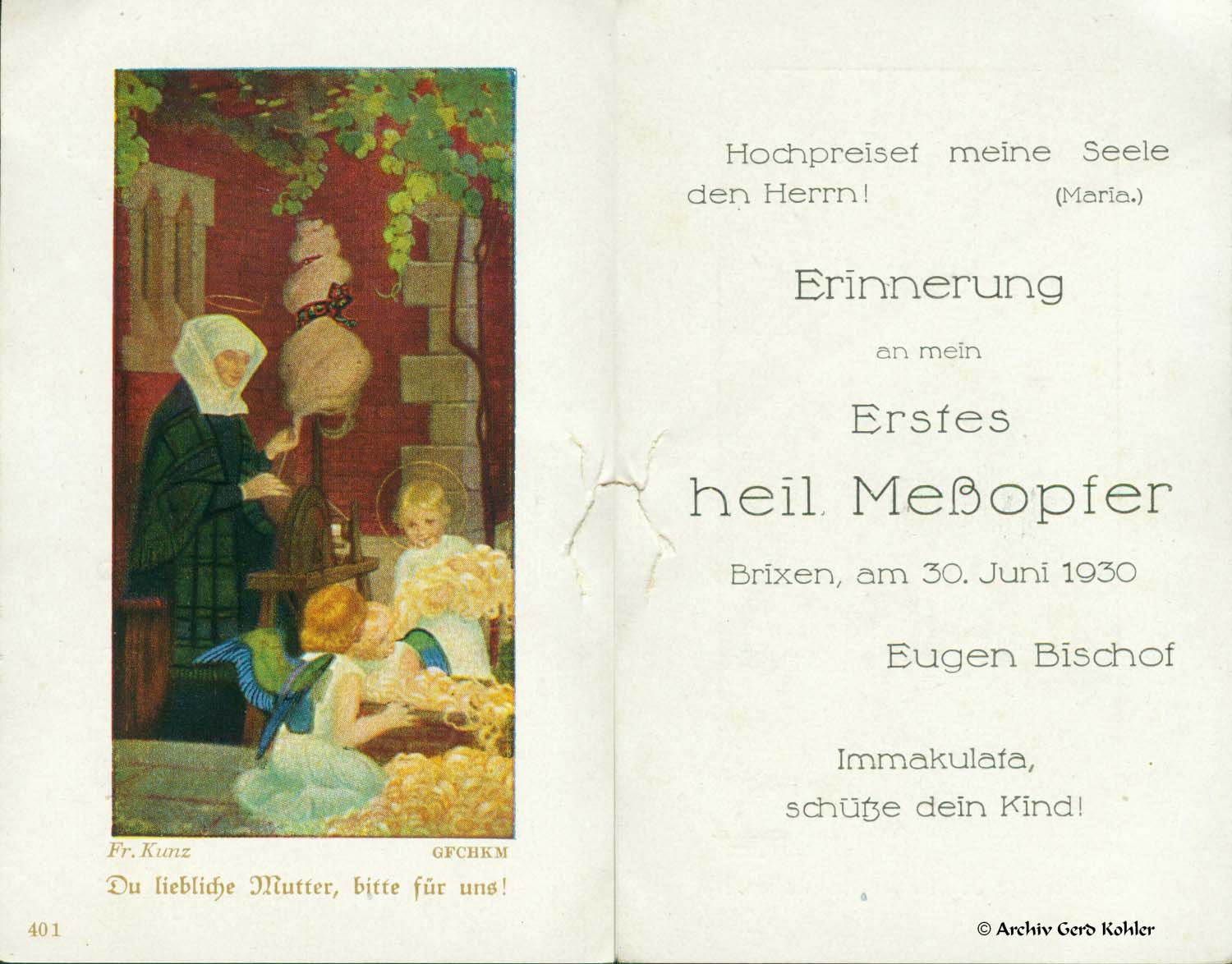 Erste heil.Meßopfer 1930