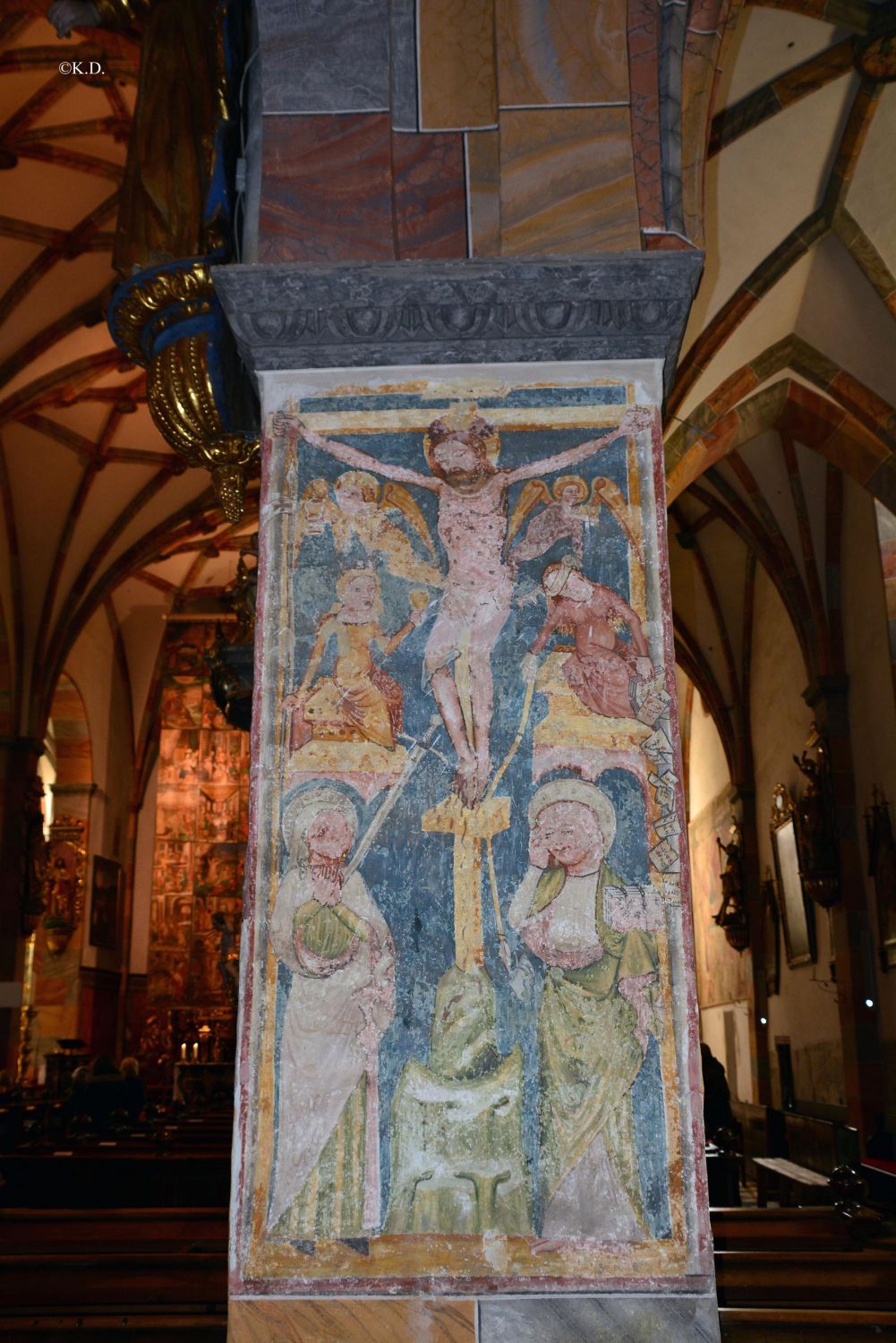 Fresko an einem Pfeiler der Stiftskirche Millstatt