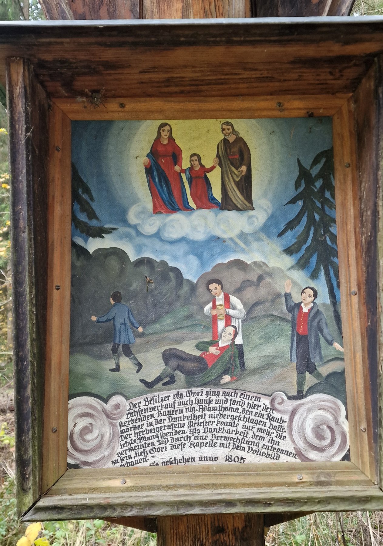 Gedenktafel an einem Wegkreuz in Obdach