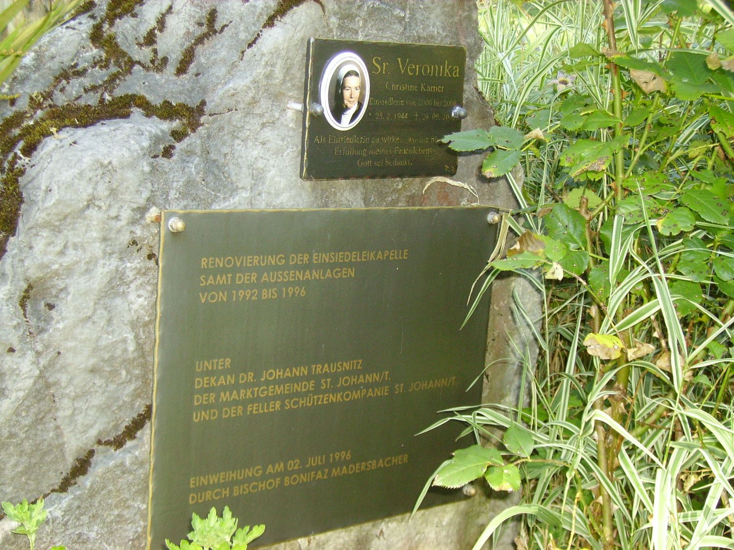 Gedenktafel Einsiedelei St. Johann