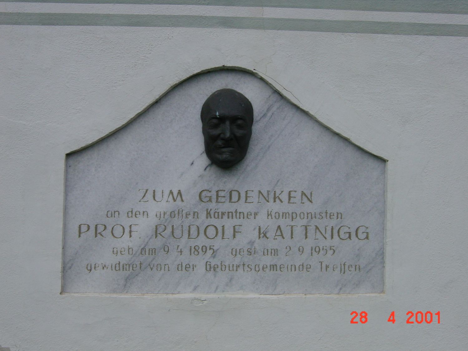 Gedenktafel für den Ktn. Komponisten Rudolf Kattnig an der Pfarrkirche in T