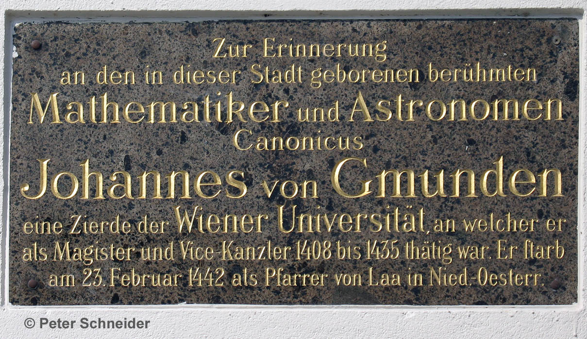 Gedenktafel Johannes von Gmunden