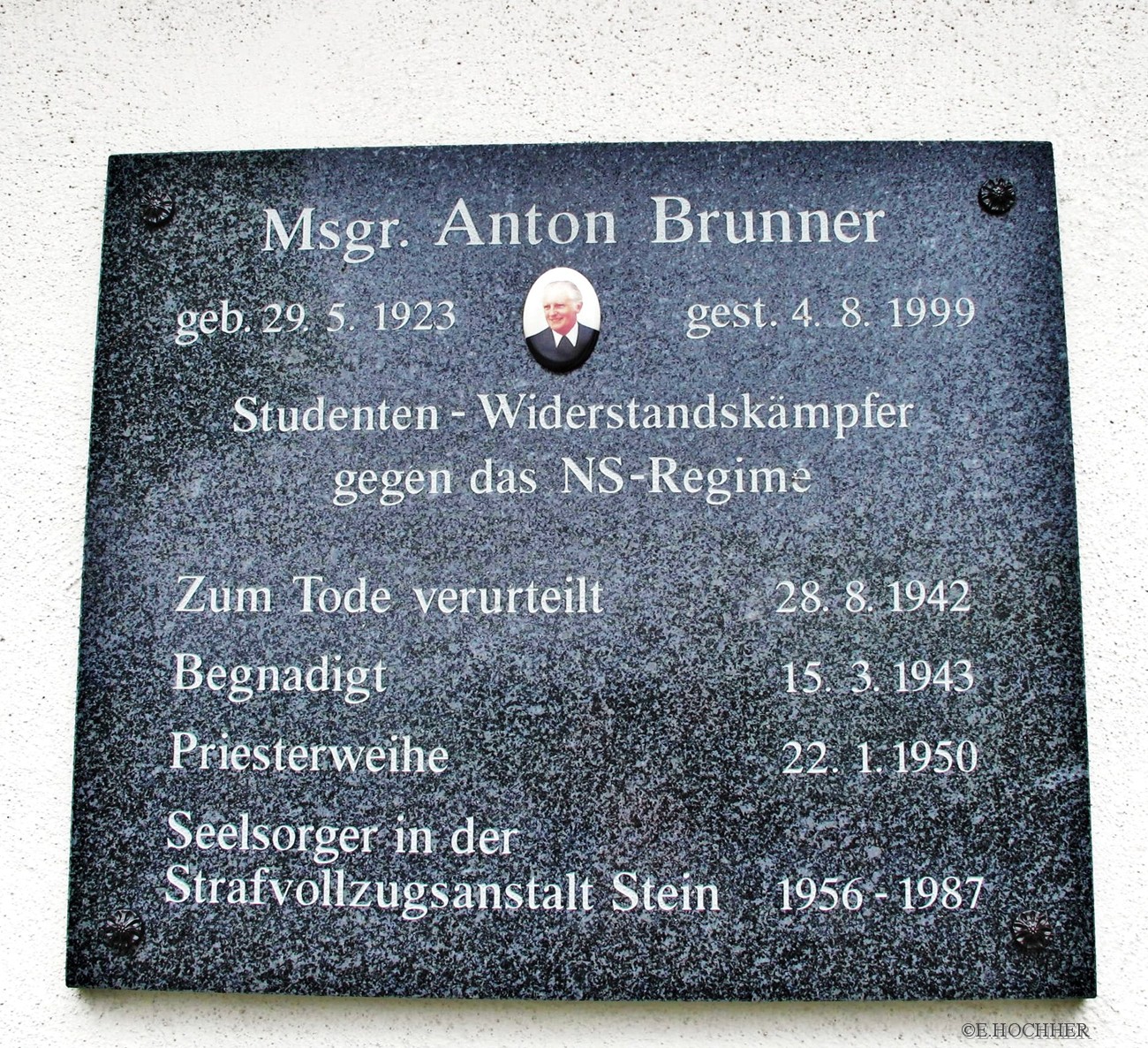 Gedenktafel Msgr. Anton Brunner in Emmersdorf