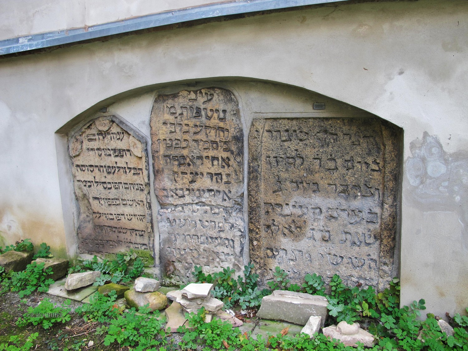 Grabsteine in der Friedhofsmauer Friedhof Seegasse